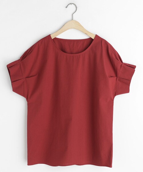 DHOLIC（ディーホリック）の「タックショートスリーブブラウス（シャツ/ブラウス・レディース・ブルー/ベージュ/ブラウン/レッド・FREE）」の4枚目の写真