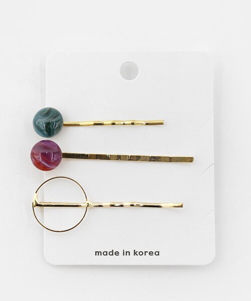 DHOLIC（ディーホリック）の「サークルヘアピン3SET（ヘアピン・レディース・ホワイト/グリーン・FREE）」の2枚目の写真