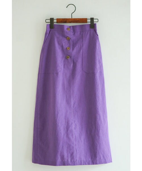 DHOLIC STYLE（ディーホリックスタイル）の「[justone] バックゴムボタンロングスカート（スカート・レディース・オレンジ/パープル/ベージュ/グリーン・FREE）」の4枚目の写真
