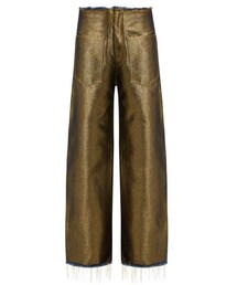 Marques'almeida - Wide Leg Metallic Denim Jeans - Womens - Gold