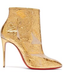 Christian Louboutin - Booty Cap 100 Creased Foil Perspex Ankle Boots - Womens - Gold