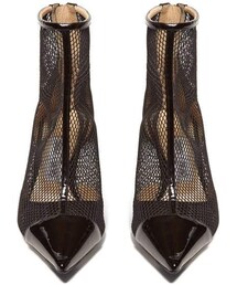 JIMMY CHOO☆ アミタ 45 Black フィッシュネットメッシュ Jimmy Choo Amita 45 Fishnet Mesh And Nappa Slingback, Brand