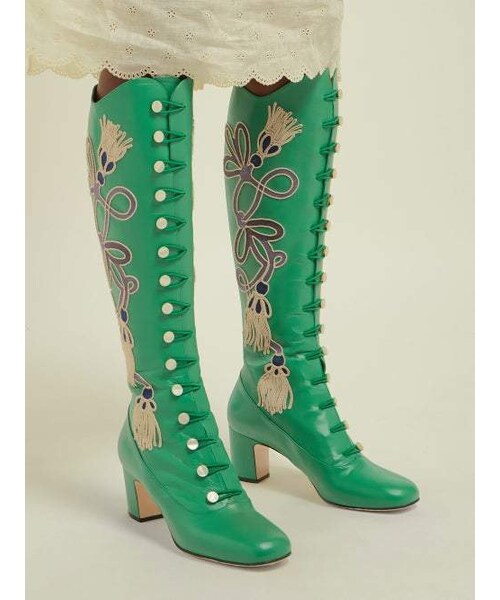 【gucci・グッチ】 BOOTS ブーツ GUCCI(グッチ)の「Gucci - Amaya Embroidered Leather Boots