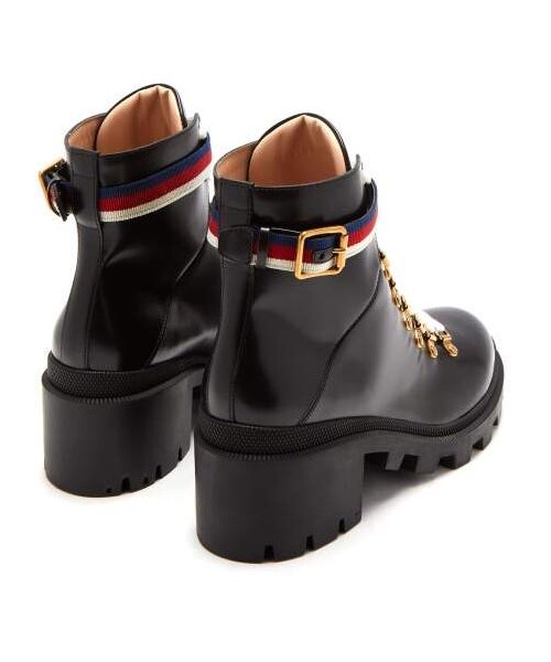 GUCCI(グッチ)の「Gucci - Trip Leather Boots - Womens - Black(ブーツ・レディース・Black・34 Eu/it/34.5 Eu/it/35 Eu/it/35.5 Eu/it/36 Eu/it/36.5 Eu/it/37 Eu/it/37.5 Eu/it/38 Eu/it/38.5 Eu/it/39 Eu/it/39.5 Eu/it/40 Eu/it/40.5 Eu/it/41 Eu/it/41.5 Eu/it/42 Eu/it)」の2枚目の写真
