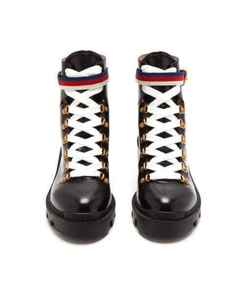 GUCCI(グッチ)の「Gucci - Trip Leather Boots - Womens - Black(ブーツ・レディース・Black・34 Eu/it/34.5 Eu/it/35 Eu/it/35.5 Eu/it/36 Eu/it/36.5 Eu/it/37 Eu/it/37.5 Eu/it/38 Eu/it/38.5 Eu/it/39 Eu/it/39.5 Eu/it/40 Eu/it/40.5 Eu/it/41 Eu/it/41.5 Eu/it/42 Eu/it)」の3枚目の写真