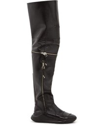 Toga - Over The Knee Leather Biker Boots - Womens - Black