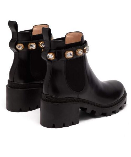 GUCCI（グッチ）の「Gucci Trip Embellished Leather Chelsea Boots Womens