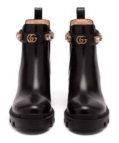 GUCCI（グッチ）の「Gucci Trip Embellished Leather Chelsea Boots Womens
