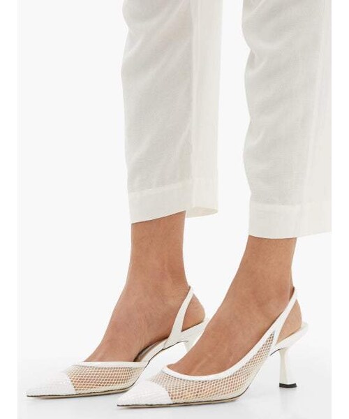 JIMMY CHOO(ジミーチュウ)の「Jimmy Choo - Fetto 65 Mesh And Leather Slingback Pumps - Womens - White(パンプス・レディース・White・34.5 Eu/it/35 Eu/it/35.5 Eu/it/36 Eu/it/36.5 Eu/it/37 Eu/it/37.5 Eu/it/38 Eu/it/38.5 Eu/it/39 Eu/it/39.5 Eu/it/40 Eu/it/41 Eu/it/41.5 Eu/it/42 Eu/it)」の5枚目の写真