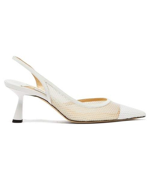 JIMMY CHOO(ジミーチュウ)の「Jimmy Choo - Fetto 65 Mesh And Leather Slingback Pumps - Womens - White(パンプス・レディース・White・34.5 Eu/it/35 Eu/it/35.5 Eu/it/36 Eu/it/36.5 Eu/it/37 Eu/it/37.5 Eu/it/38 Eu/it/38.5 Eu/it/39 Eu/it/39.5 Eu/it/40 Eu/it/41 Eu/it/41.5 Eu/it/42 Eu/it)」の1枚目の写真