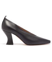 BOTTEGA VENETA | Bottega Veneta - High Cut Spool Heel Leather Pumps - Womens - Black(パンプス)