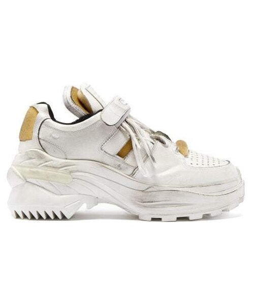Maison Margiela(メゾンマルジェラ)の「Maison Margiela - Retro Fit Deconstructed Low Top Leather Trainers - Womens - White(スニーカー・レディース・White・38 Eu/it/38.5 Eu/it/39 Eu/it/39.5 Eu/it/40 Eu/it/41 Eu/it)」の1枚目の写真