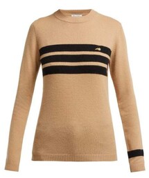 Bella Freud - Embroidered Dog And Stripe Cashmere Sweater - Womens - Tan Multi