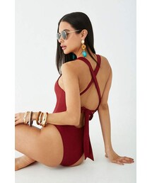 Forever 21 Lace-Up One-Piece Swimsuit