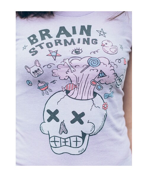lazybone（レイジーボーン）の「Brain Storming（トップス・レディース・麻花紫色・S/M/L）」の6枚目の写真