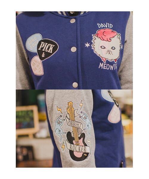 lazybone（レイジーボーン）の「David Meowie（ジャケット/アウター・レディース・深藍色・S/M）」の6枚目の写真