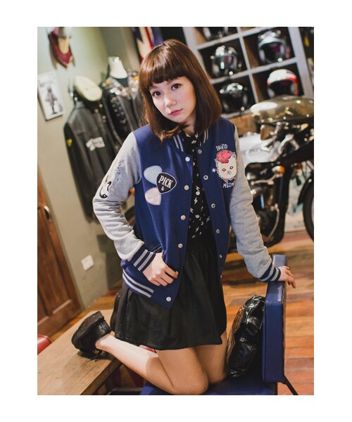lazybone（レイジーボーン）の「David Meowie（ジャケット/アウター・レディース・深藍色・S/M）」の3枚目の写真