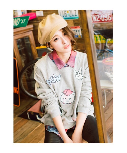 lazybone（レイジーボーン）の「Rock their socks off（トップス・レディース・淺麻灰色・S/M）」の3枚目の写真