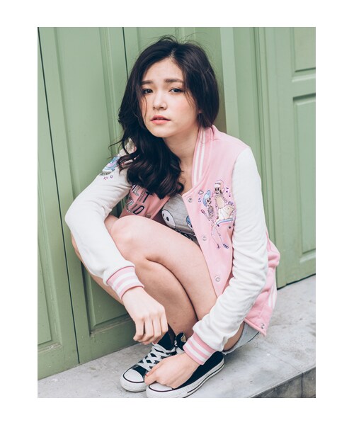 lazybone(レイジーボーン)の「Had me at hello JKT(ジャケット/アウター・レディース・淺桃粉色・S/M/L)」の2枚目の写真