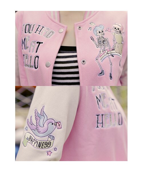 lazybone(レイジーボーン)の「Had me at hello JKT(ジャケット/アウター・レディース・淺桃粉色・S/M/L)」の6枚目の写真