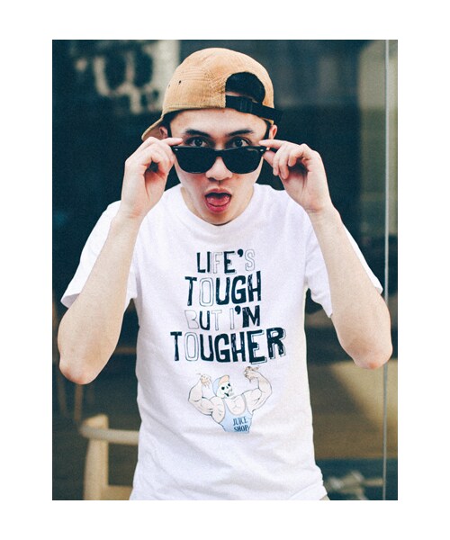 lazybone(レイジーボーン)の「Life is tough(トップス・メンズ・純白色・S/M/L/XL)」の1枚目の写真