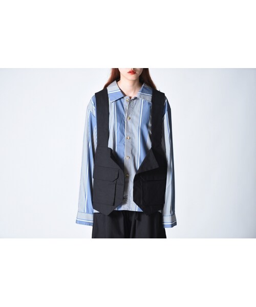 my beautiful landlet(マイビューティフルランドレット)の「Bafu Cottonバックパックベスト OVIE STUDIO limited black(ベスト・メンズ・ブラック・FREE)」の1枚目の写真
