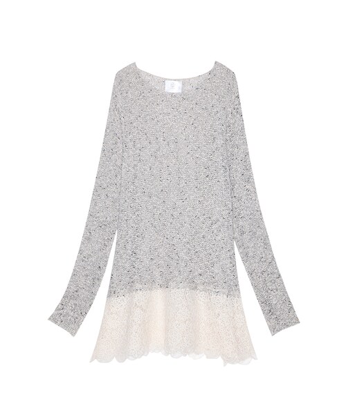 ORENDA（オレンダ）の「優雅混色下擺蕾絲針織衫（トップス・レディース・杏色/麻灰・F）」の7枚目の写真