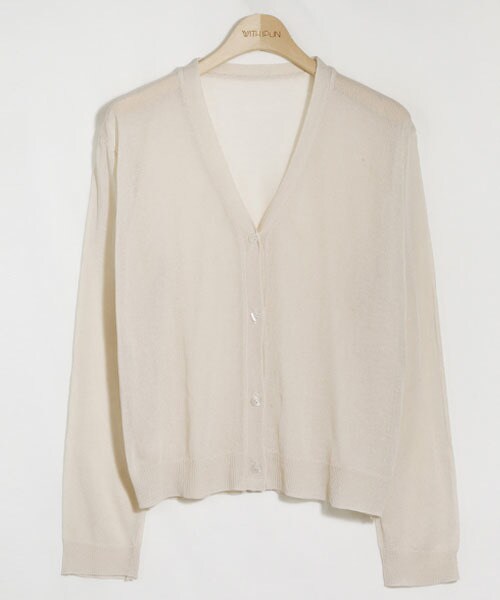 DHOLIC STYLE（ディーホリックスタイル）の「[withipun] シースルーニットボタンカーディガン（カーディガン/ボレロ・レディース・ホワイト/ベージュ/ブラウン/ピンク/ブルー/ブラック・FREE）」の4枚目の写真