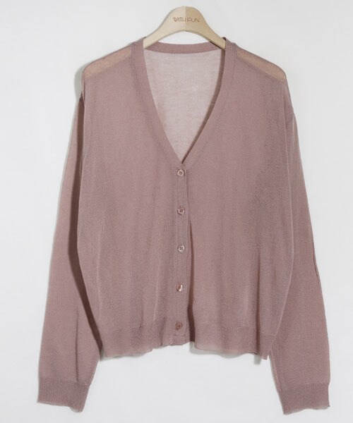 DHOLIC STYLE（ディーホリックスタイル）の「[withipun] シースルーニットボタンカーディガン（カーディガン/ボレロ・レディース・ホワイト/ベージュ/ブラウン/ピンク/ブルー/ブラック・FREE）」の6枚目の写真