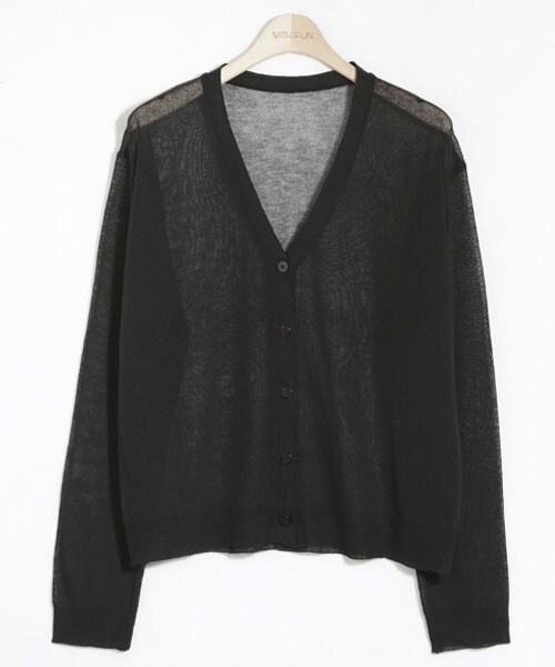 DHOLIC STYLE（ディーホリックスタイル）の「[withipun] シースルーニットボタンカーディガン（カーディガン/ボレロ・レディース・ホワイト/ベージュ/ブラウン/ピンク/ブルー/ブラック・FREE）」の2枚目の写真