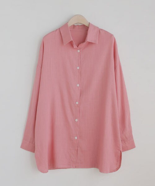 DHOLIC STYLE（ディーホリックスタイル）の「[ontheriver] リネンブレンドキャミ付シャツ（アンサンブル・レディース・ベージュ/ピンク・FREE）」の2枚目の写真