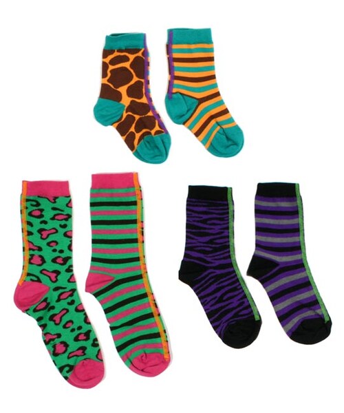 BACK ALLEY（バックアレイ）の「Socks（ANIMALS×ボーダー）（レッグウェア・キッズ・オレンジ/グリーン/パープル・XS(80~90cm)/S(100~110cm)/M(120~130cm)/L(140~150cm)）」の4枚目の写真