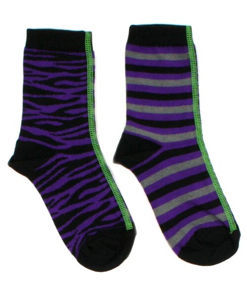 BACK ALLEY（バックアレイ）の「Socks（ANIMALS×ボーダー）（レッグウェア・キッズ・オレンジ/グリーン/パープル・XS(80~90cm)/S(100~110cm)/M(120~130cm)/L(140~150cm)）」の2枚目の写真
