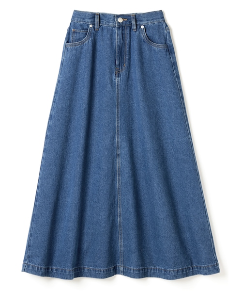 GRL（グレイル）の「デニムロングフレアスカート（デニムスカート・レディース・インディゴ/ブルー/ブリーチ・M）」の2枚目の写真