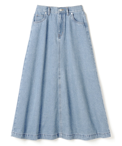 GRL（グレイル）の「デニムロングフレアスカート（デニムスカート・レディース・インディゴ/ブルー/ブリーチ・M）」の3枚目の写真