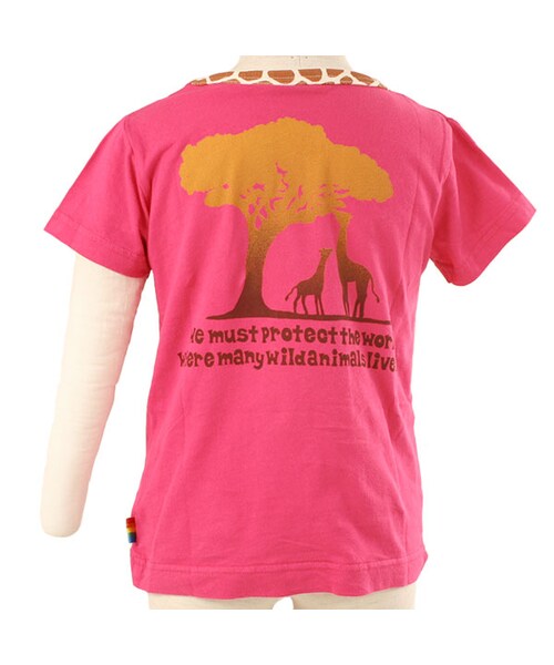 BACK ALLEY（バックアレイ）の「ショートスリーブTee（キリンの親子）（トップス・キッズ・グリーン/オフホワイト/ピンク・90cm/100cm/110cm/120cm/130cm）」の9枚目の写真