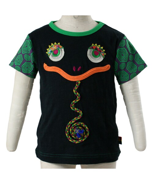 BACK ALLEY(バックアレイ)の「ショートスリーブTee(カメレオン)(トップス・キッズ・ブラック/ピンク/イエロー・80cm/90cm/100cm/110cm/120cm/130cm)」の1枚目の写真