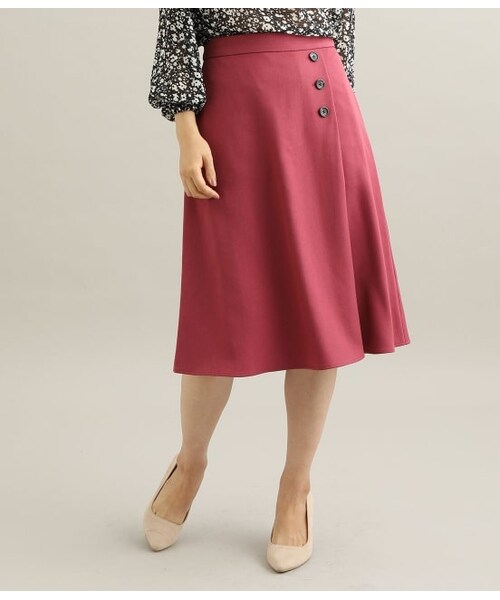 VIS（ビス）の「【EASY CARE】【着丈が選べる】ウォッシャブルフラノフレアスカート（スカート・レディース・ピンク系/グリーン/キャメル/ブラック・M/MT/ST/S）」の4枚目の写真