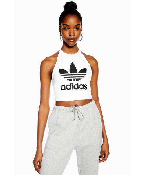 adidas(アディダス)の「Adidas White Halter Logo Crop T-Shirt by adidas(Tシャツ/カットソー・レディース・White・12/8)」の1枚目の写真