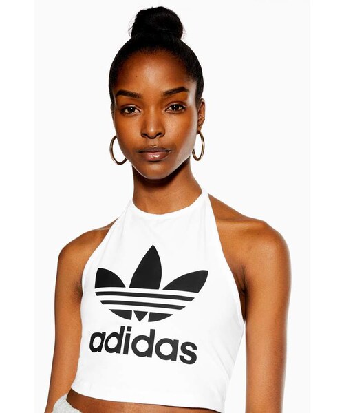 adidas(アディダス)の「Adidas White Halter Logo Crop T-Shirt by adidas(Tシャツ/カットソー・レディース・White・12/8)」の4枚目の写真