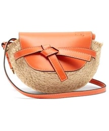 LOEWE | Loewe - Gate Mini Leather And Raffia Cross Body Bag - Womens - Orange Multi(ショルダーバッグ)