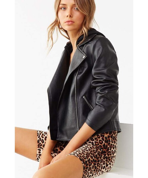 FOREVER 21（フォーエバー トゥエンティーワン）の「Forever 21 Faux Leather Moto Combo Jacket（ライダースジャケット・レディース・Black・Small/Medium/Large）」の3枚目の写真