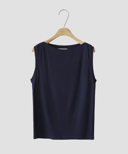 DHOLIC STYLE（ディーホリックスタイル）の「[cherrykoko] ボートネックリブスリーブレス（タンクトップ・レディース・ホワイト/その他/パープル/ブラック・FREE）」の4枚目の写真