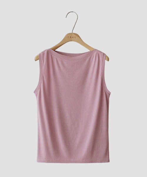 DHOLIC STYLE（ディーホリックスタイル）の「[cherrykoko] ボートネックリブスリーブレス（タンクトップ・レディース・ホワイト/その他/パープル/ブラック・FREE）」の3枚目の写真