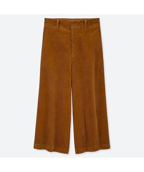 UNIQLO（ユニクロ）の「ハイウエストコーデュロイワイドクロップドパンツ（丈長め52～54cm）（その他パンツ・レディース・OFF WHITE 01/NAVY 69/PINK 12/OLIVE 56/BROWN 37・79/64/73/70/61/76/55/58/67）」の2枚目の写真