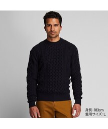 UNIQLO | ケーブルクルーネックセーター（長袖）(ニット/セーター)