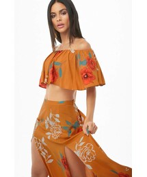 Forever 21 Floral Flounce Crop Top & Maxi Skirt Set