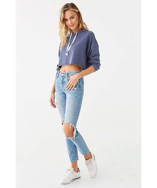 Forever 21 Cropped French Terry Hoodie