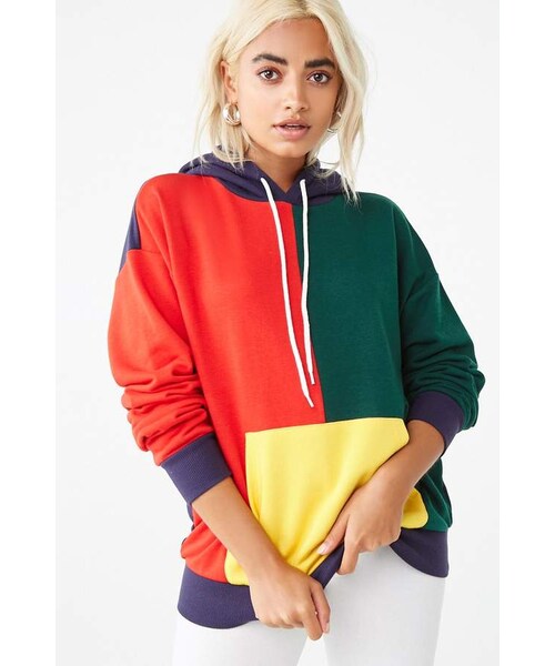 FOREVER 21（フォーエバー トゥエンティーワン）の「Forever 21 Colorblock Drawstring Hoodie ...