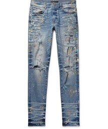 AMIRI | AMIRI Skinny-Fit Distressed Paint-Splattered Stretch-Denim Jeans(デニムパンツ)
